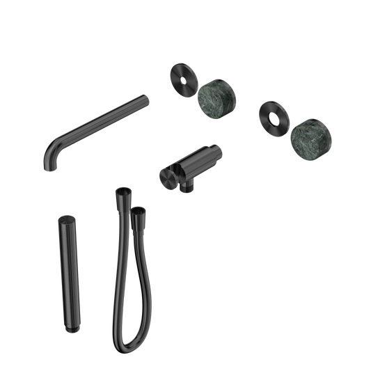 SERENITY PROGRESSIVE SHOWER SYSTEM WITH SPOUT WITH VERDE ALPI HANDLE AND SLIM SHOWER TRIM KIT ONLY GUN METAL