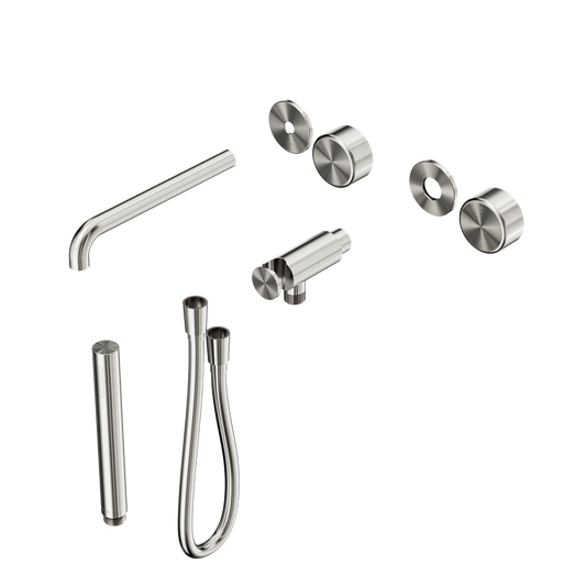 SERENITY PROGRESSIVE SHOWER SYSTEM WITH SPOUT WITH METAL HANDLE AND SLIM SHOWER TRIM KIT ONLY BRUSHED NICKEL