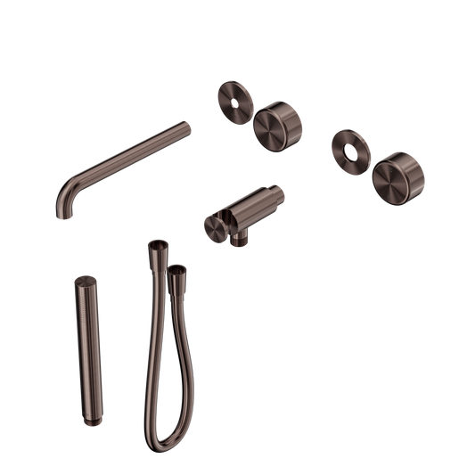 SERENITY PROGRESSIVE SHOWER SYSTEM WITH SPOUT WITH METAL HANDLE AND SLIM SHOWER TRIM KIT ONLY BRUSHED BRONZE