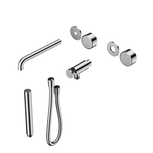 SERENITY PROGRESSIVE SHOWER SYSTEM WITH SPOUT WITH METAL HANDLE AND SLIM SHOWER TRIM KIT ONLY CHROME