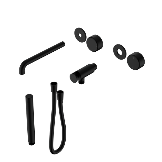 SERENITY PROGRESSIVE SHOWER SYSTEM WITH SPOUT WITH METAL HANDLE AND SLIM SHOWER TRIM KIT ONLY MATTE BLACK