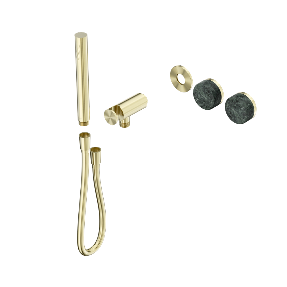 SERENITY PROGRESSIVE SHOWER SYSTEM WITH VERDE ALPI HANDLE AND SLIM SHOWER TRIM KIT ONLY BRUSHED GOLD