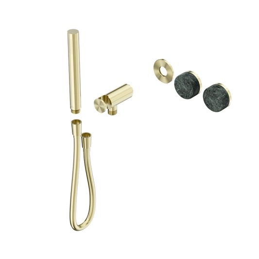 SERENITY PROGRESSIVE SHOWER SYSTEM WITH VERDE ALPI HANDLE AND SLIM SHOWER TRIM KIT ONLY BRUSHED GOLD