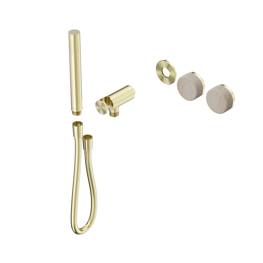 SERENITY PROGRESSIVE SHOWER SYSTEM WITH ROME TRAVERTINE HANDLE AND SLIM SHOWER TRIM KIT ONLY BRUSHED GOLD
