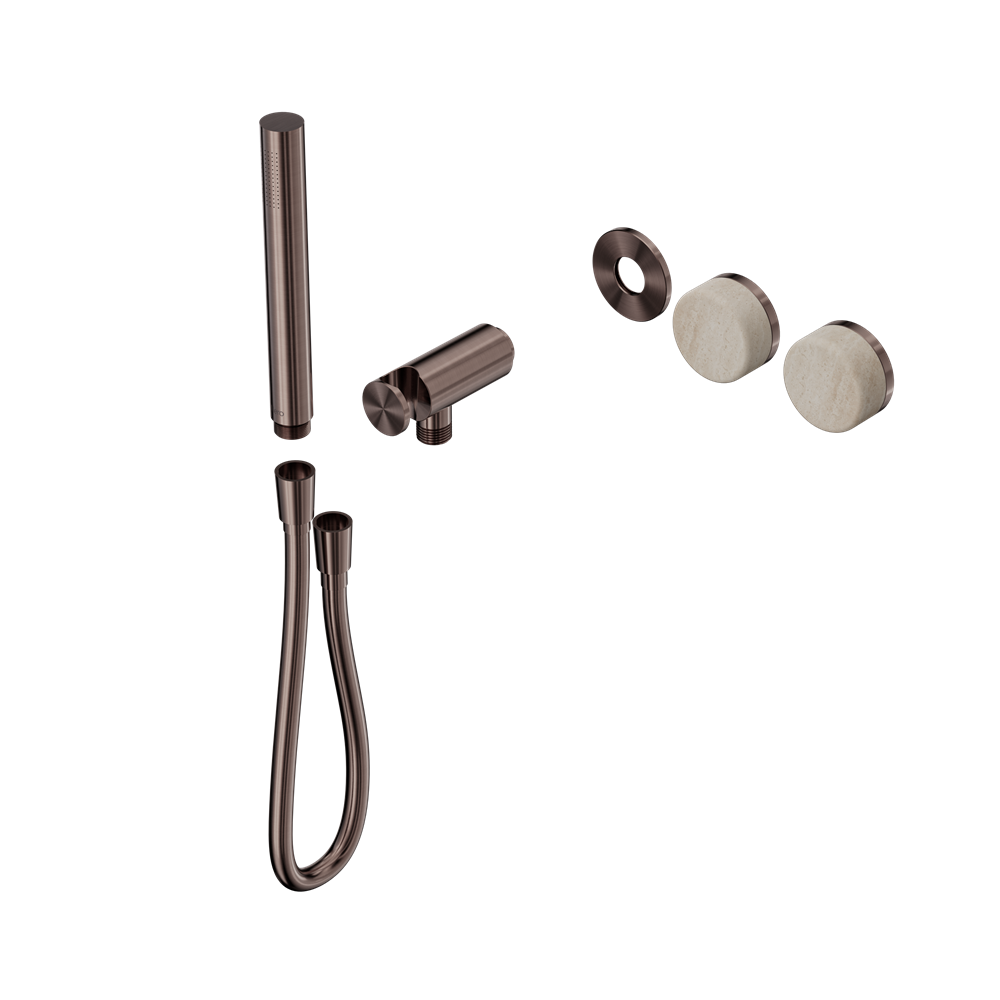 SERENITY PROGRESSIVE SHOWER SYSTEM WITH ROME TRAVERTINE HANDLE AND SLIM SHOWER TRIM KIT ONLY BRUSHED BRONZE