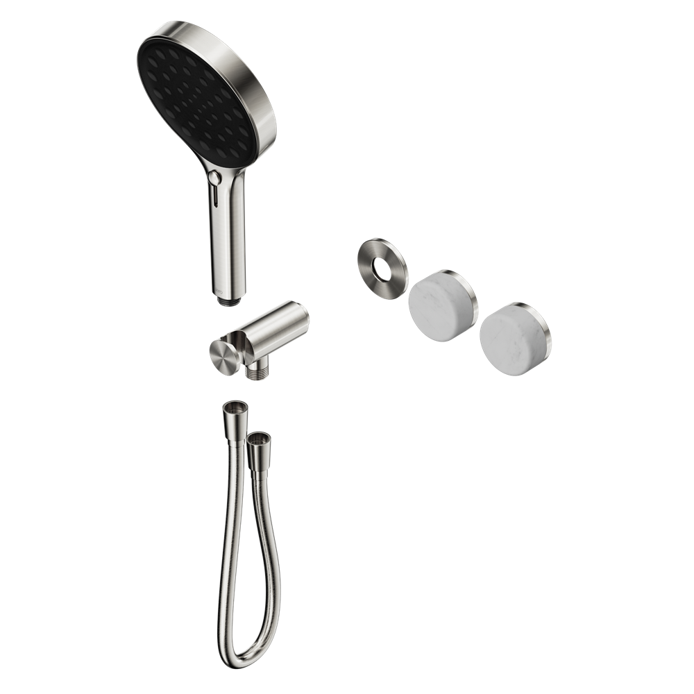 SERENITY PROGRESSIVE SHOWER SYSTEM WITH CARRARA HANDLE AND SERENITY HAND SHOWER TRIM KIT ONLY BRUSHED NICKEL