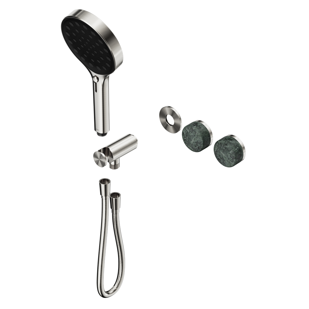SERENITY PROGRESSIVE SHOWER SYSTEM WITH VERDE ALPI HANDLE AND SERENITY HAND SHOWER TRIM KIT ONLY BRUSHED NICKEL
