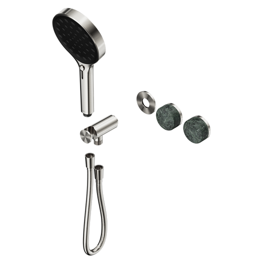 SERENITY PROGRESSIVE SHOWER SYSTEM WITH VERDE ALPI HANDLE AND SERENITY HAND SHOWER TRIM KIT ONLY BRUSHED NICKEL