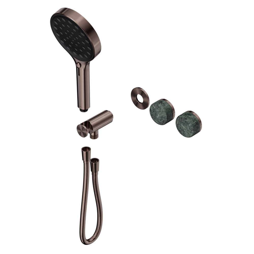 SERENITY PROGRESSIVE SHOWER SYSTEM WITH VERDE ALPI HANDLE AND SERENITY HAND SHOWER TRIM KIT ONLY BRUSHED BRONZE
