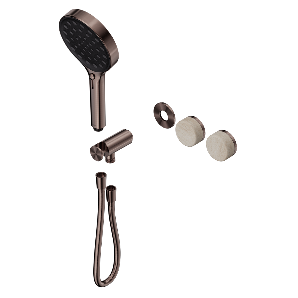 SERENITY PROGRESSIVE SHOWER SYSTEM WITH ROME TRAVERTINE HANDLE AND SERENITY HAND SHOWER TRIM KIT ONLY BRUSHED BRONZE