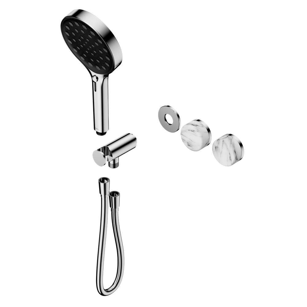 SERENITY PROGRESSIVE SHOWER SYSTEM WITH ARABESCATO CORCHIA HANDLE AND SERENITY HAND SHOWER TRIM KIT ONLY CHROME