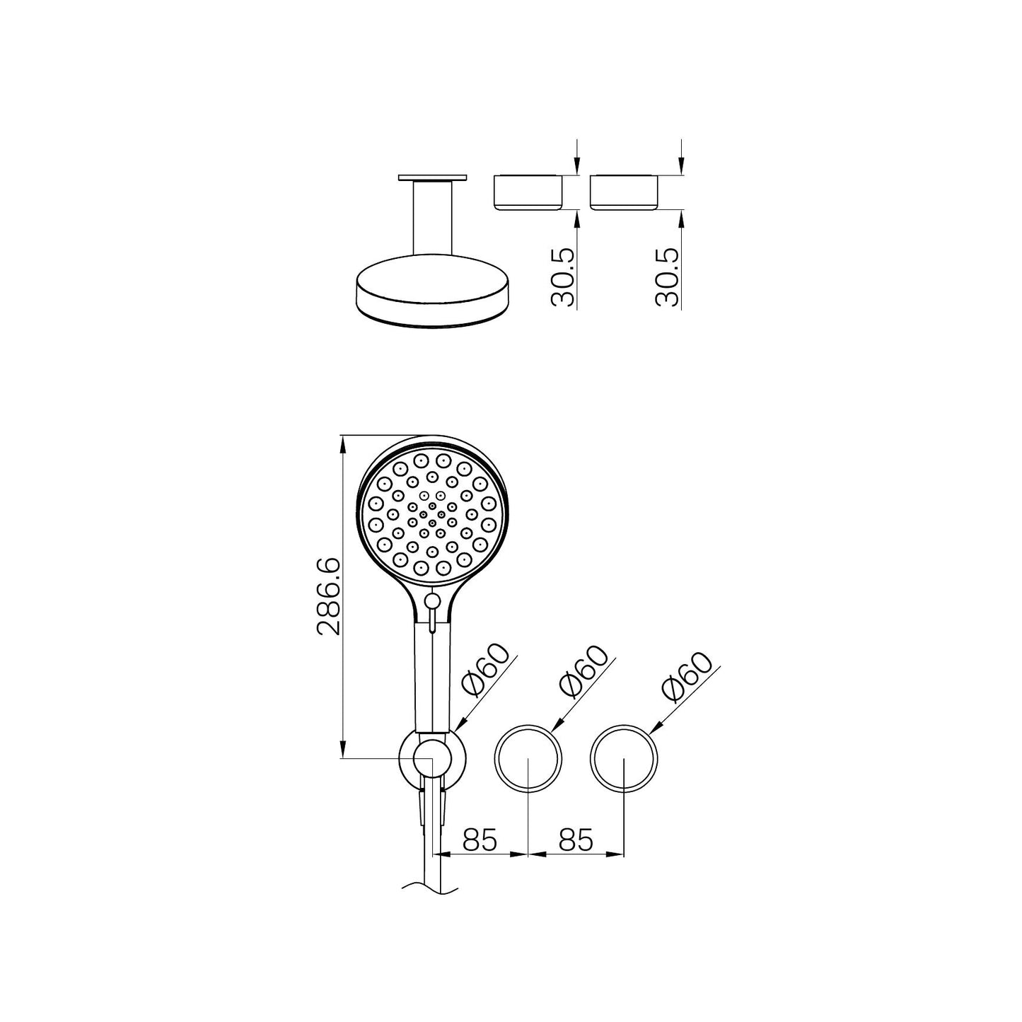 SERENITY PROGRESSIVE SHOWER SYSTEM WITH METAL HANDLE AND SERENITY HAND SHOWER TRIM KIT ONLY GUN METAL