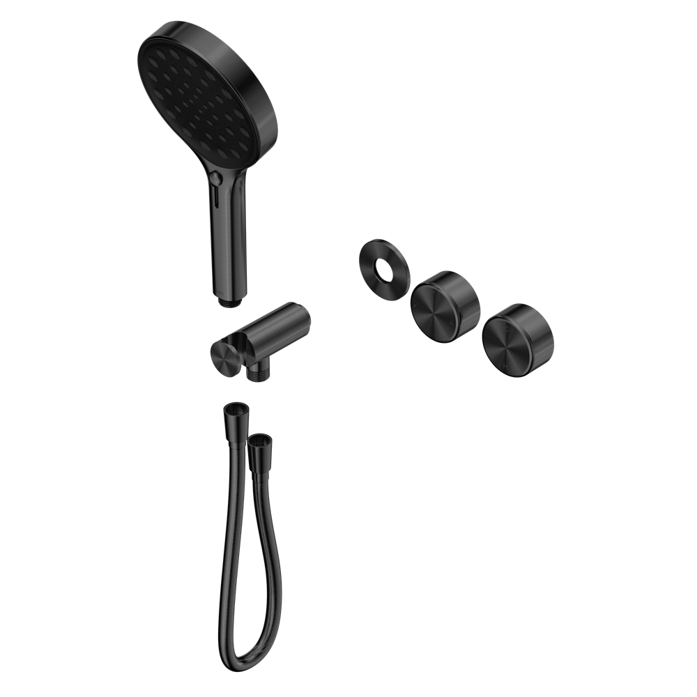 SERENITY PROGRESSIVE SHOWER SYSTEM WITH METAL HANDLE AND SERENITY HAND SHOWER TRIM KIT ONLY GUN METAL