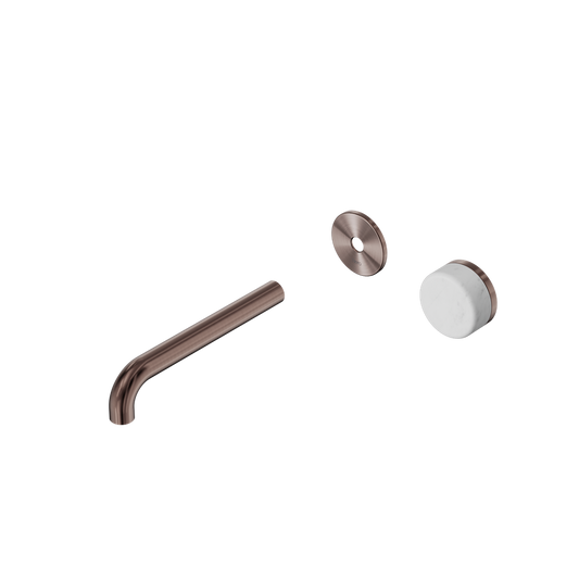 SERENITY PROGRESSIVE WALL BASIN MIXER 160/185/220MM SPOUT WITH CARRARA HANDLE TRIM KIT ONLY BRUSHED BRONZE