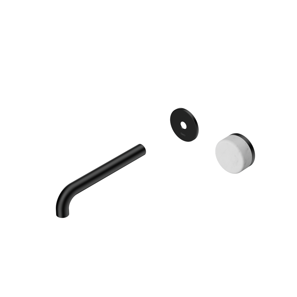 SERENITY PROGRESSIVE WALL BASIN MIXER 160/185/220MM SPOUT WITH CARRARA HANDLE TRIM KIT ONLY MATTE BLACK