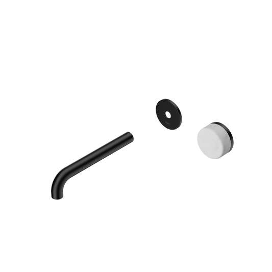 SERENITY PROGRESSIVE WALL BASIN MIXER 160/185/220MM SPOUT WITH CARRARA HANDLE TRIM KIT ONLY MATTE BLACK