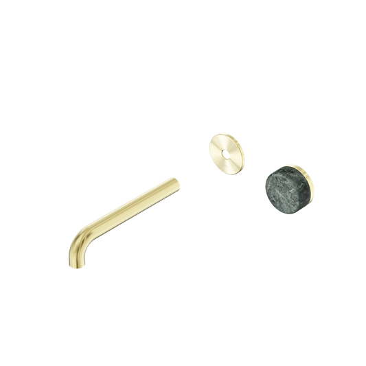 SERENITY PROGRESSIVE WALL BASIN MIXER 160/185/220MM SPOUT WITH VERDE ALPI HANDLE TRIM KIT ONLY BRUSHED GOLD