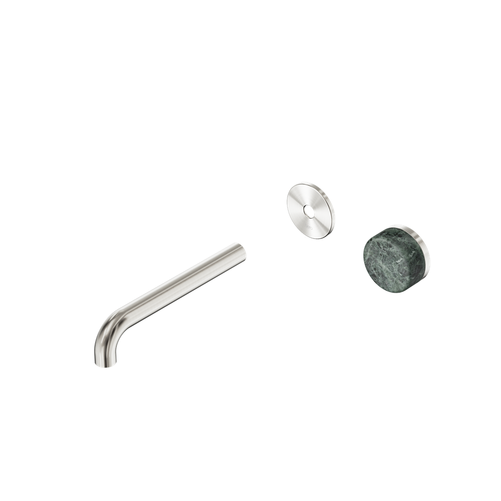 SERENITY PROGRESSIVE WALL BASIN MIXER 160/185/220MM SPOUT WITH VERDE ALPI HANDLE TRIM KIT ONLY BRUSHED NICKEL