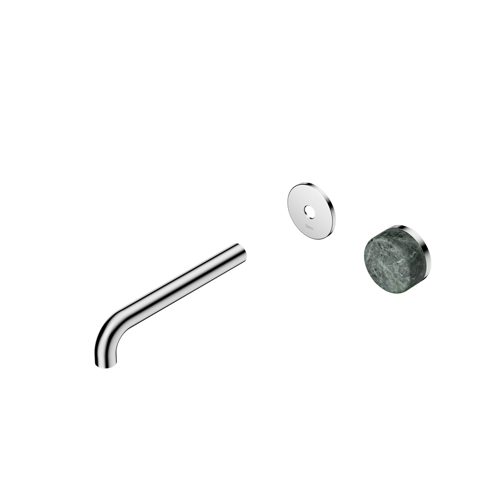 SERENITY PROGRESSIVE WALL BASIN MIXER 160/185/220MM SPOUT WITH VERDE ALPI HANDLE TRIM KIT ONLY CHROME