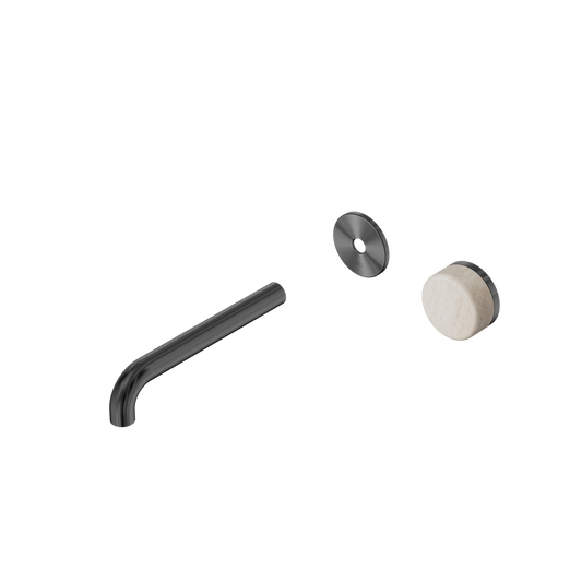 SERENITY PROGRESSIVE WALL BASIN MIXER 160/185/220MM SPOUT WITH ROME TRAVERTINE HANDLE TRIM KIT ONLY GUN METAL