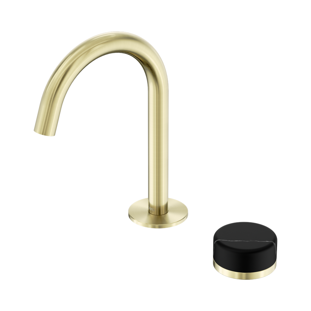 SERENITY PROGRESSIVE BASIN MIXER ARC SPOUT WITH MARQUINA BRUSHED GOLD