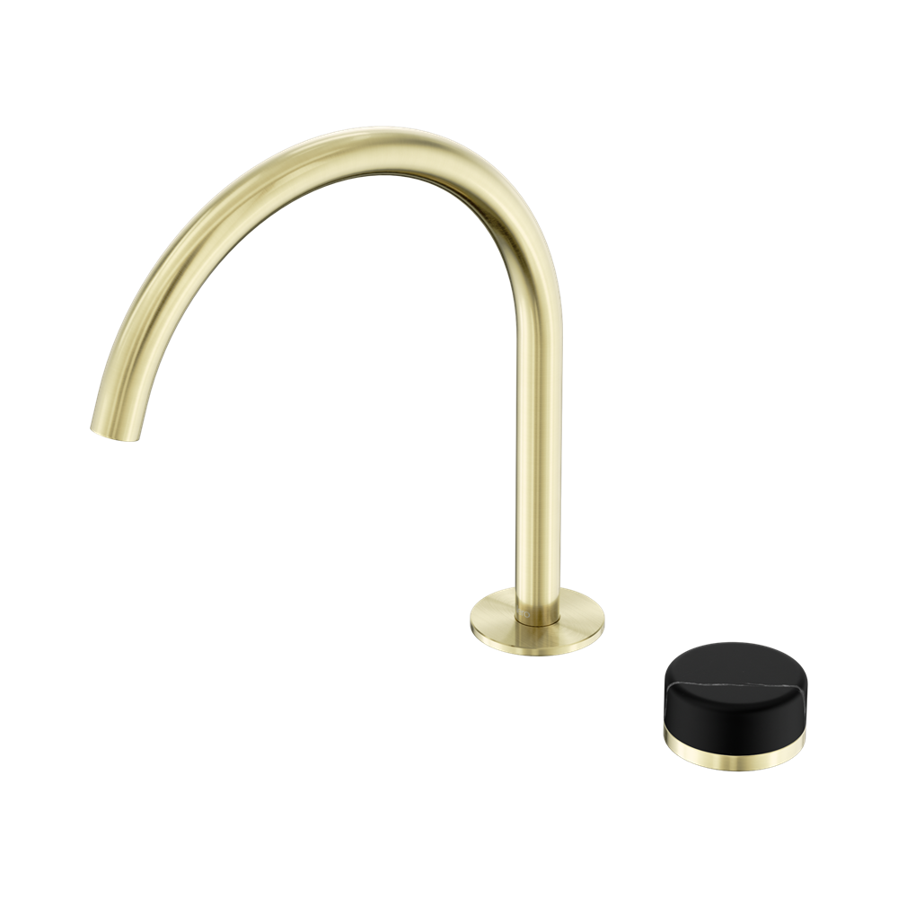 SERENITY PROGRESSIVE BATH/KITCHEN MIXER ARC SPOUT WITH MARQUINA BRUSHED GOLD