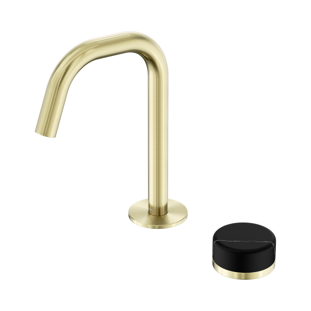 SERENITY PROGRESSIVE BASIN MIXER EDGE SPOUT WITH MARQUINA BRUSHED GOLD