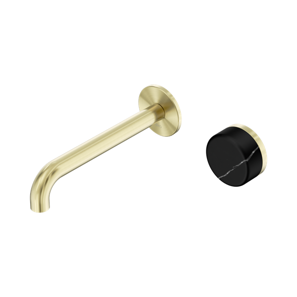 SERENITY PROGRESSIVE WALL BASIN MIXER 160/185/220MM SPOUT WITH MARQUINA BRUSHED GOLD