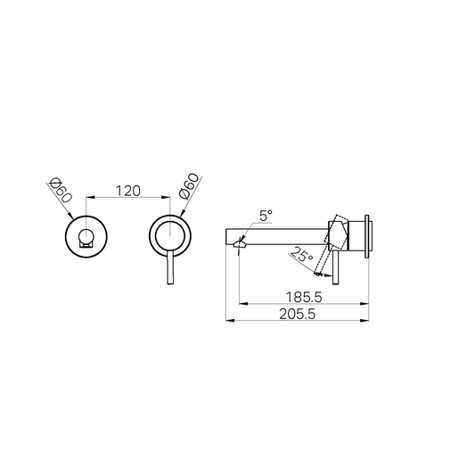 DOLCE II WALL BASIN/BATH MIXER SEPARATE BACK PLATE TRIM KITS ONLY BRUSHED GOLD