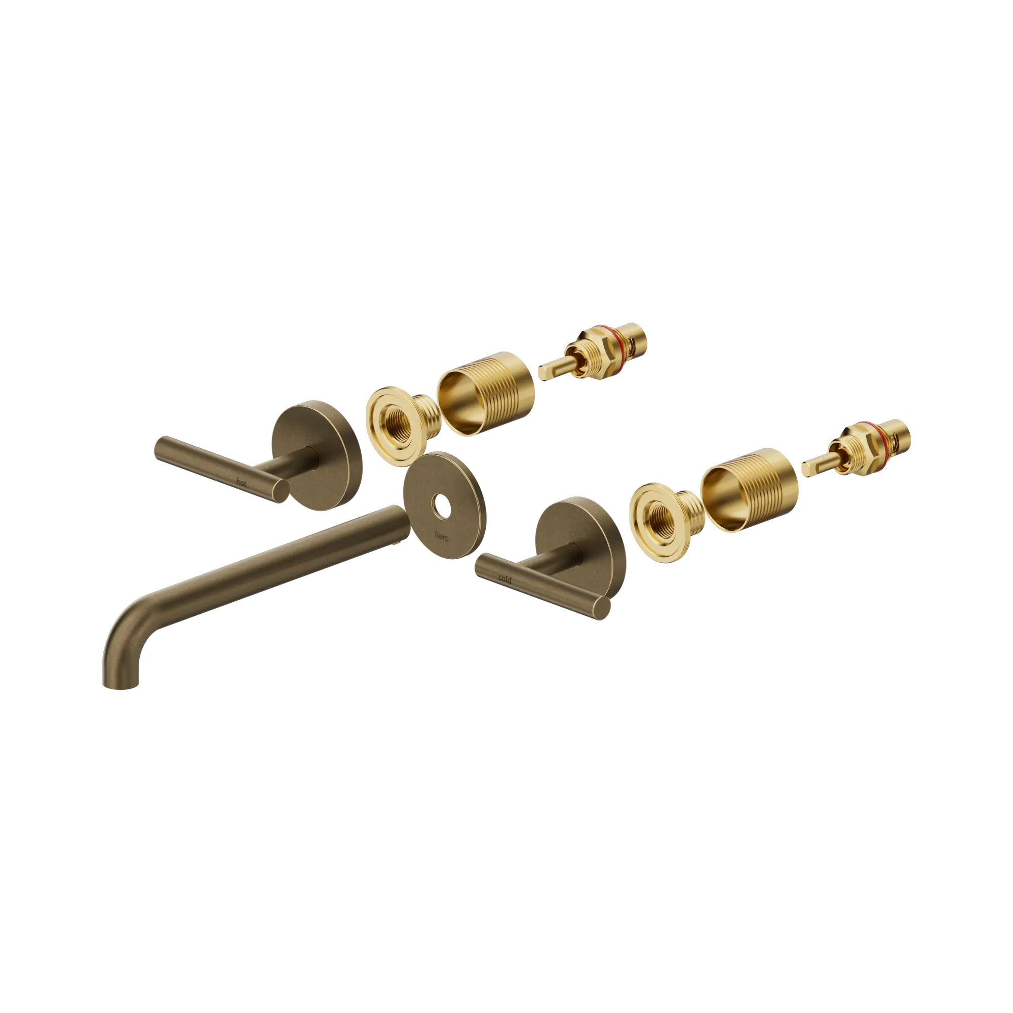 Mecca Lever Wall Basin/Bath Set 185/220mm Spout Trim Kit Only Tumbled Antique Brass