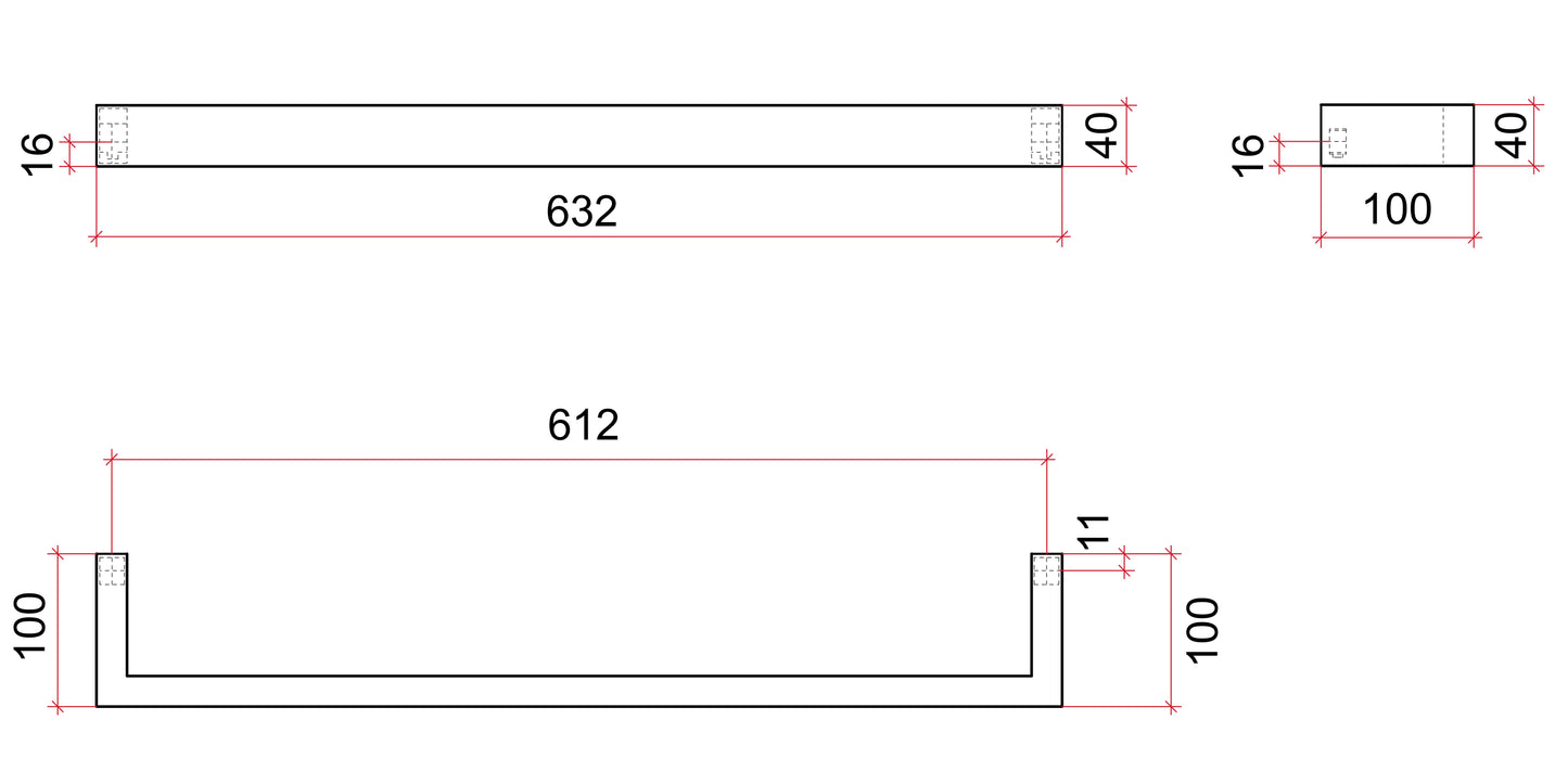 DSS6BR Brushed Square Single Bar Heated Towel Rail