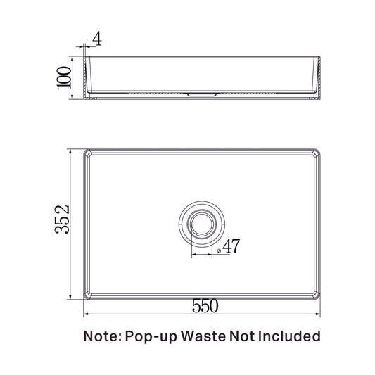 OPAL RECTANGLE STAINLESS STEEL BASIN BRUSHED GOLD