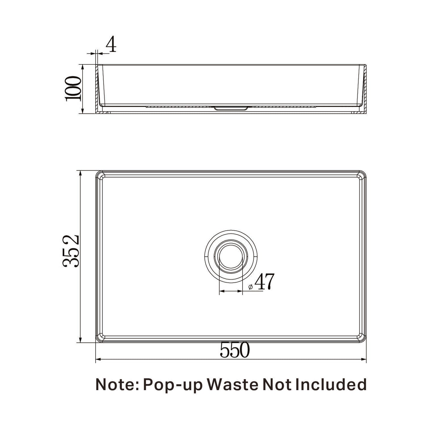 OPAL RECTANGLE STAINLESS STEEL BASIN BRUSHED BRONZE