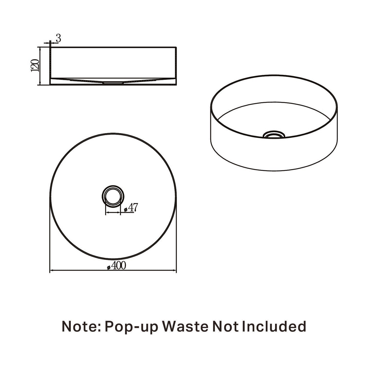 OPAL ROUND 400MM STAINLESS STEEL BASIN BRUSHED BRONZE