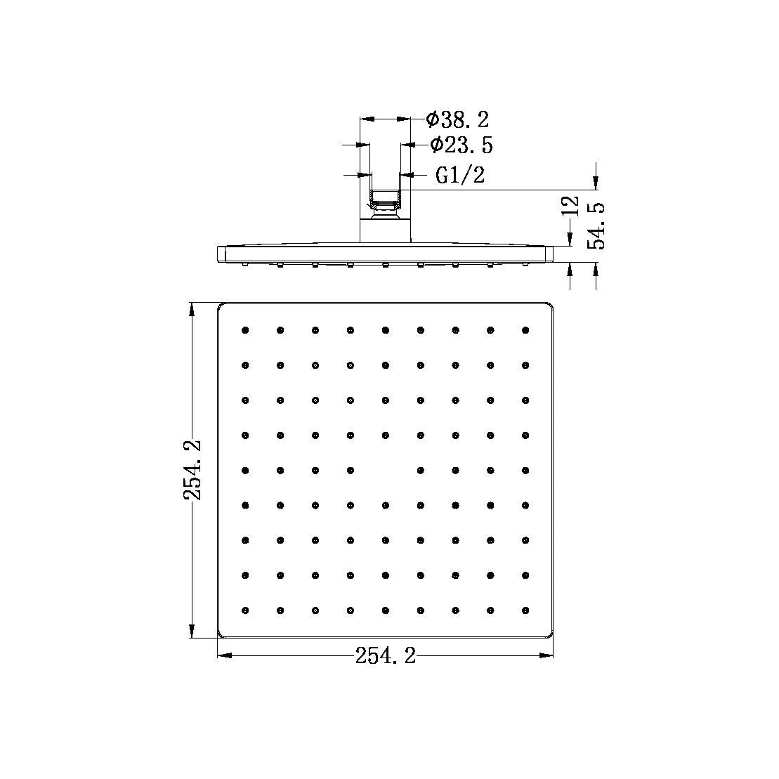 250MM ABS SQUARE SHOWER HEAD MATTE BLACK