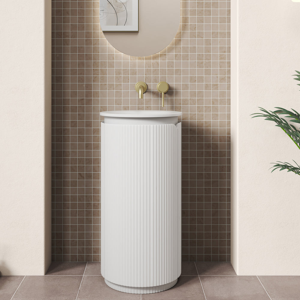 Civaro Floor Standing Matte White Pillar Cabinet
