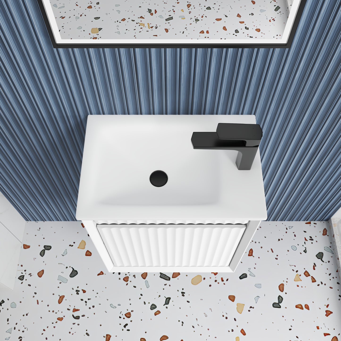 Mini Ravia Fluted Wall Hung Matte White Cabinet