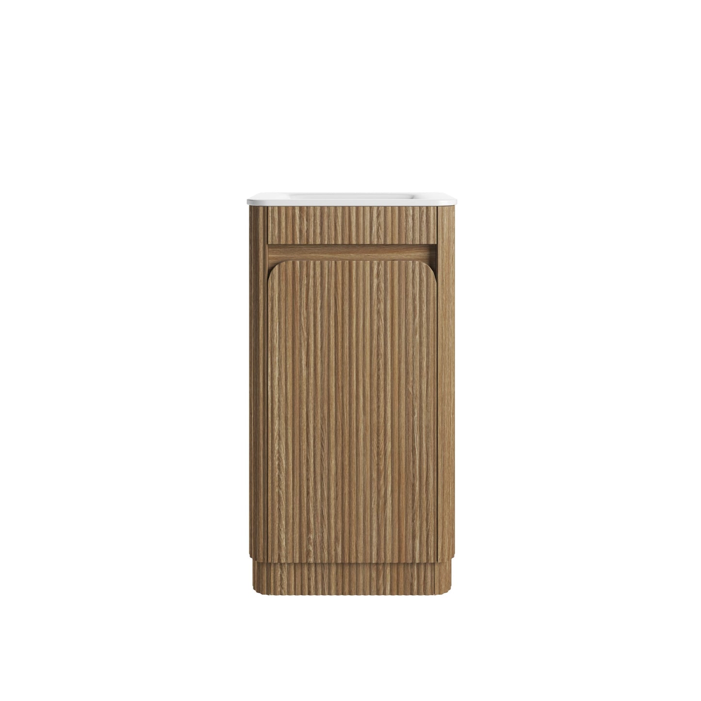 Mini Hartelle Fluted Floor Standing Harvest Oak Cabinet