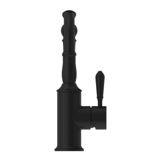 YORK BASIN MIXER HOOK SPOUT WITH METAL LEVER MATTE BLACK