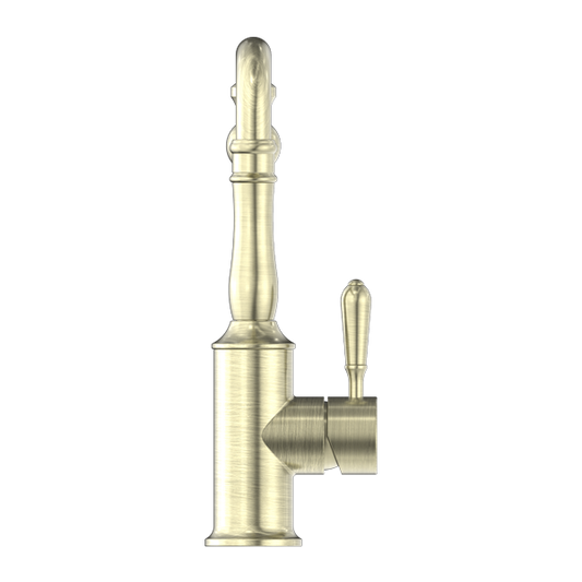 YORK KITCHEN MIXER HOOK SPOUT WITH METAL LEVER AGED BRASS