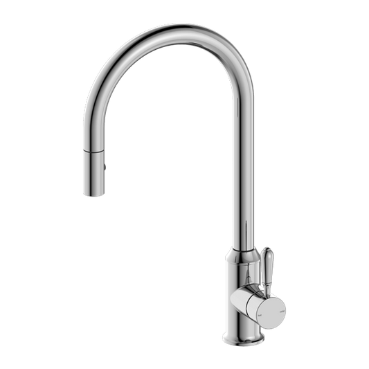 YORK PULL OUT SINK MIXER WITH VEGIE SPRAY FUNCTION WITH METAL LEVER CHROME