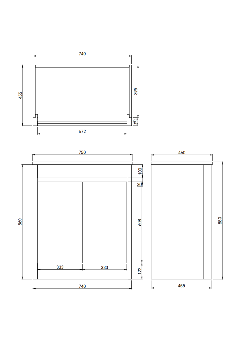 Pako Free Standing Vanity PVC Woodgrain Grey Oak Flat-pack LK-PK74L-OG