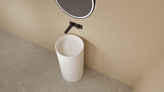 Olley Solid Surface Stone Pedestal Basin LK-SOP450-MW