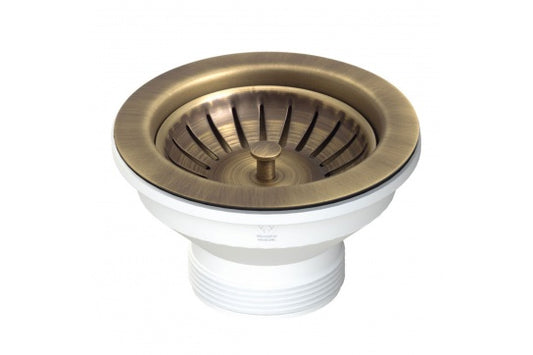 90 x 50mm Antique Brass Basket Waste with Long Screw