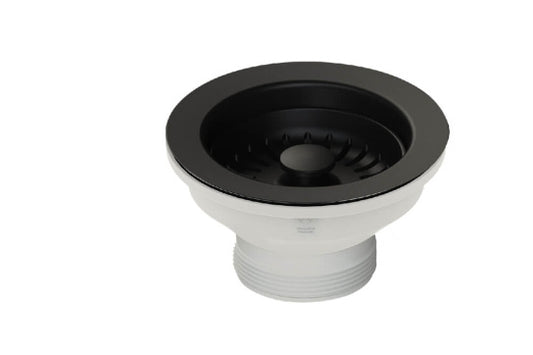 90 x 50mm Matte Black Basket Waste with Long Screw