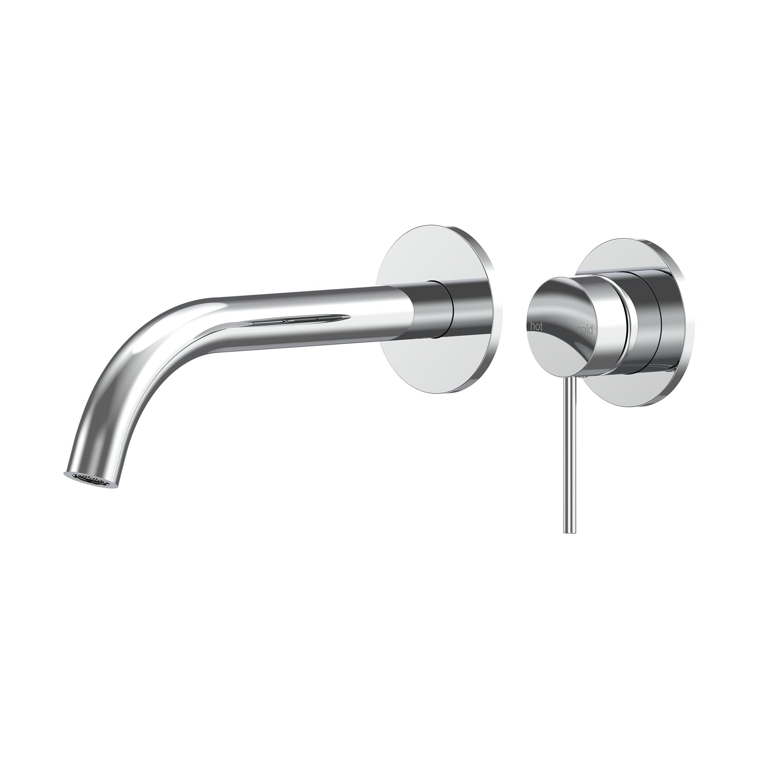 Argia Wall Basin/Bath Mixer Set 220 Curved Spout Trim Kit - Chrome
