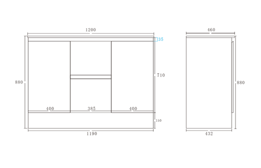 Alpha Free Standing PVC Vanity with soft closing LK-AL124DK