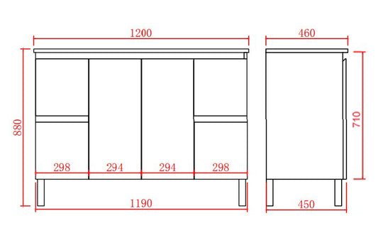 Alpha Free Standing PVC Vanity with soft closing LK-AL124L