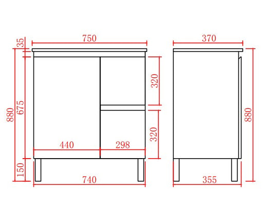 Alpha Ensuite Free Standing PVC Vanity Ensuite Gloss White LK-AL73RL