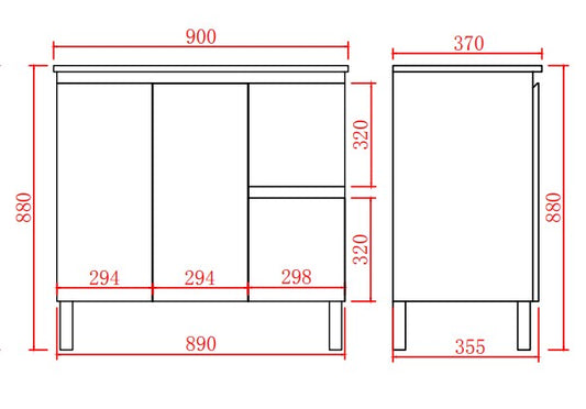 Alpha Ensuite Free Standing PVC Vanity Ensuite Gloss White LK-AL93RL